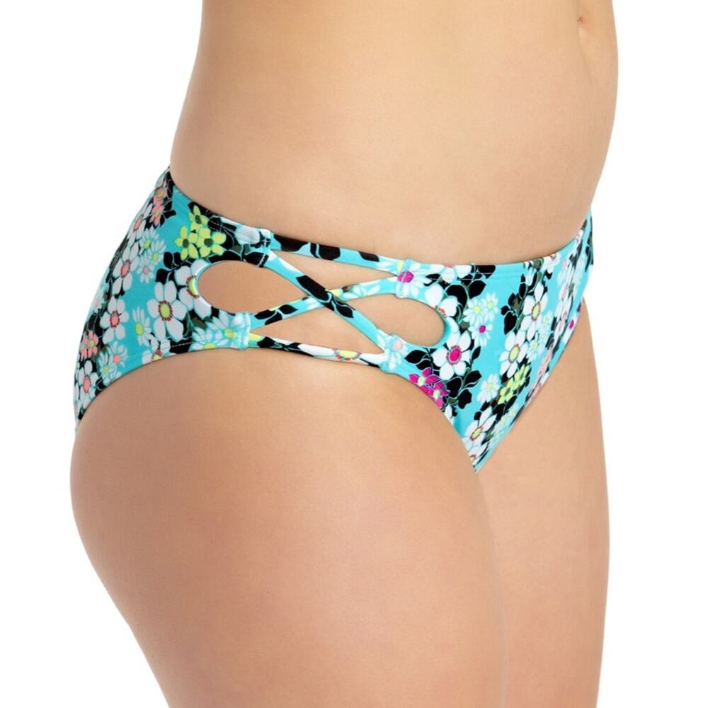 California Waves Floral Strappy Bikini Swim Bottom